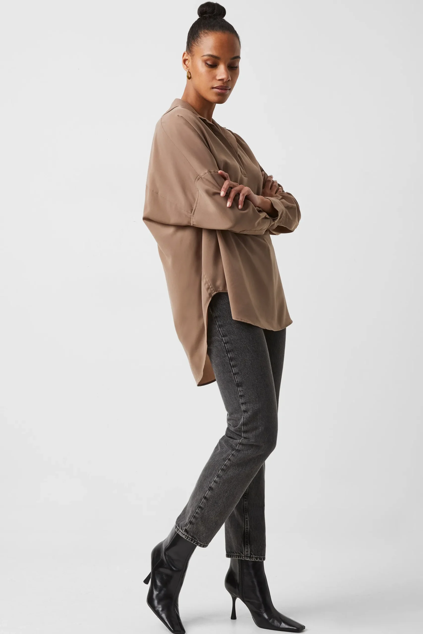 French Connection Tops|Shirts-Rhodes Recycled Crepe Popover Shirt