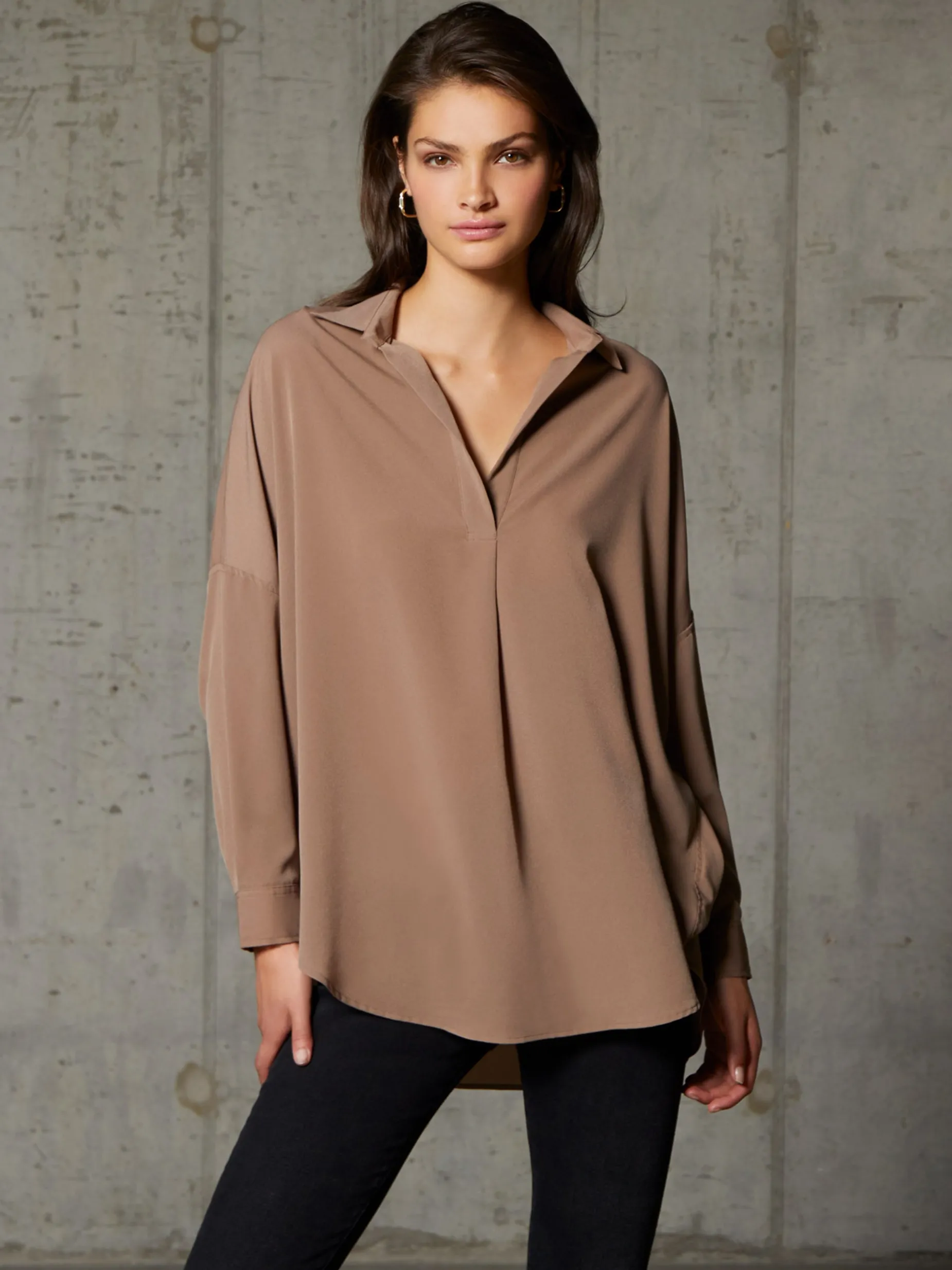 French Connection Tops|Shirts-Rhodes Recycled Crepe Popover Shirt