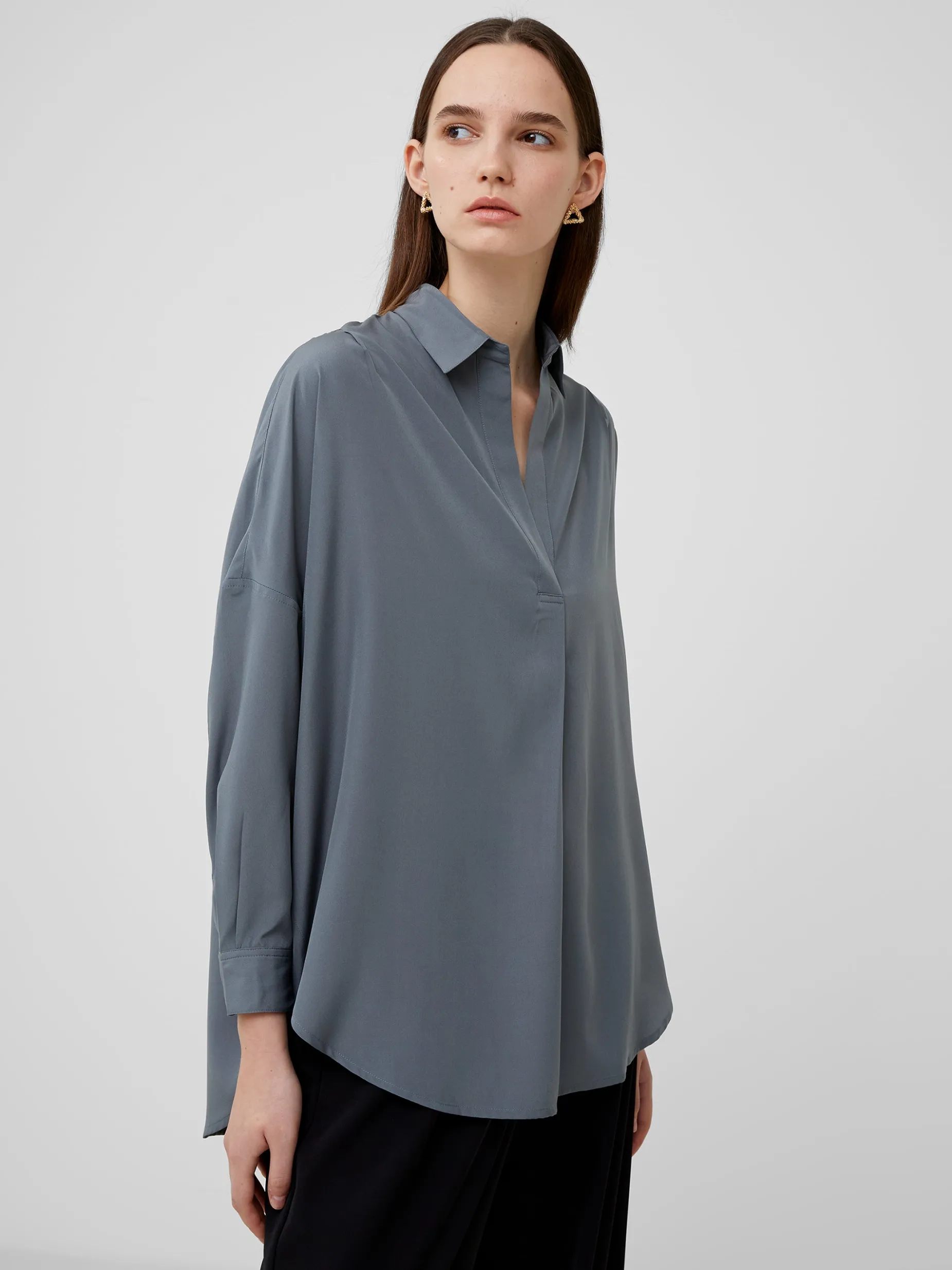 French Connection Tops|Shirts-Rhodes Recycled Crepe Popover Shirt