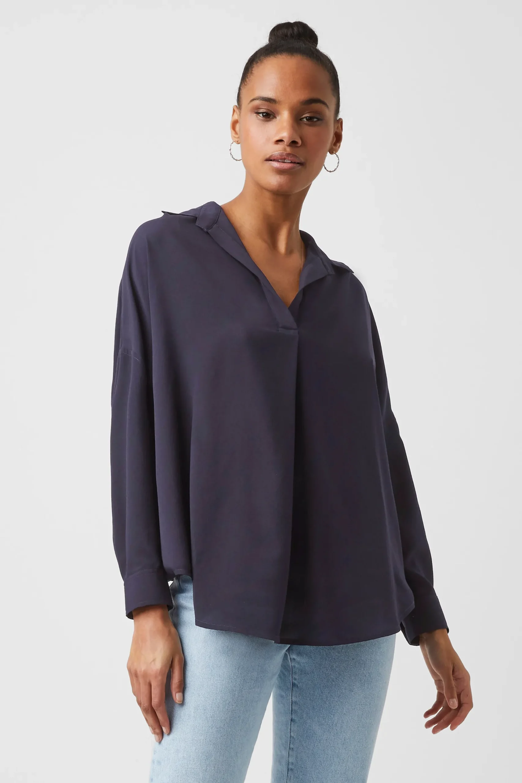French Connection Tops|Shirts-Rhodes Recycled Crepe Popover Shirt