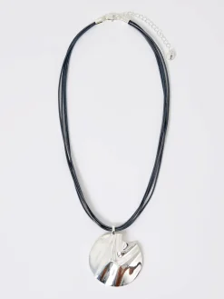 Women French Connection Jewellery|Jewellery-Rope Hammered Disc Pendant Necklace