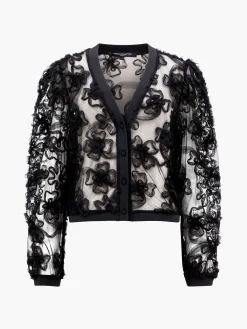 French Connection Jumpers & Cardigans-Sabina Mesh Long Sleeve Cardigan
