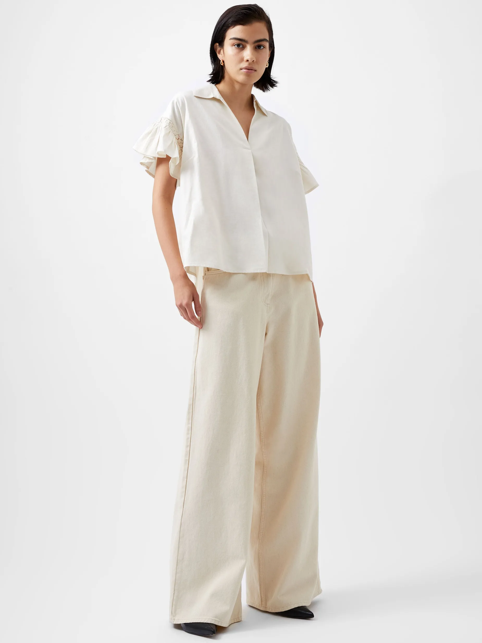 French Connection Tops|Shirts-Sindey Cotton Short Sleeve Popover Shirt