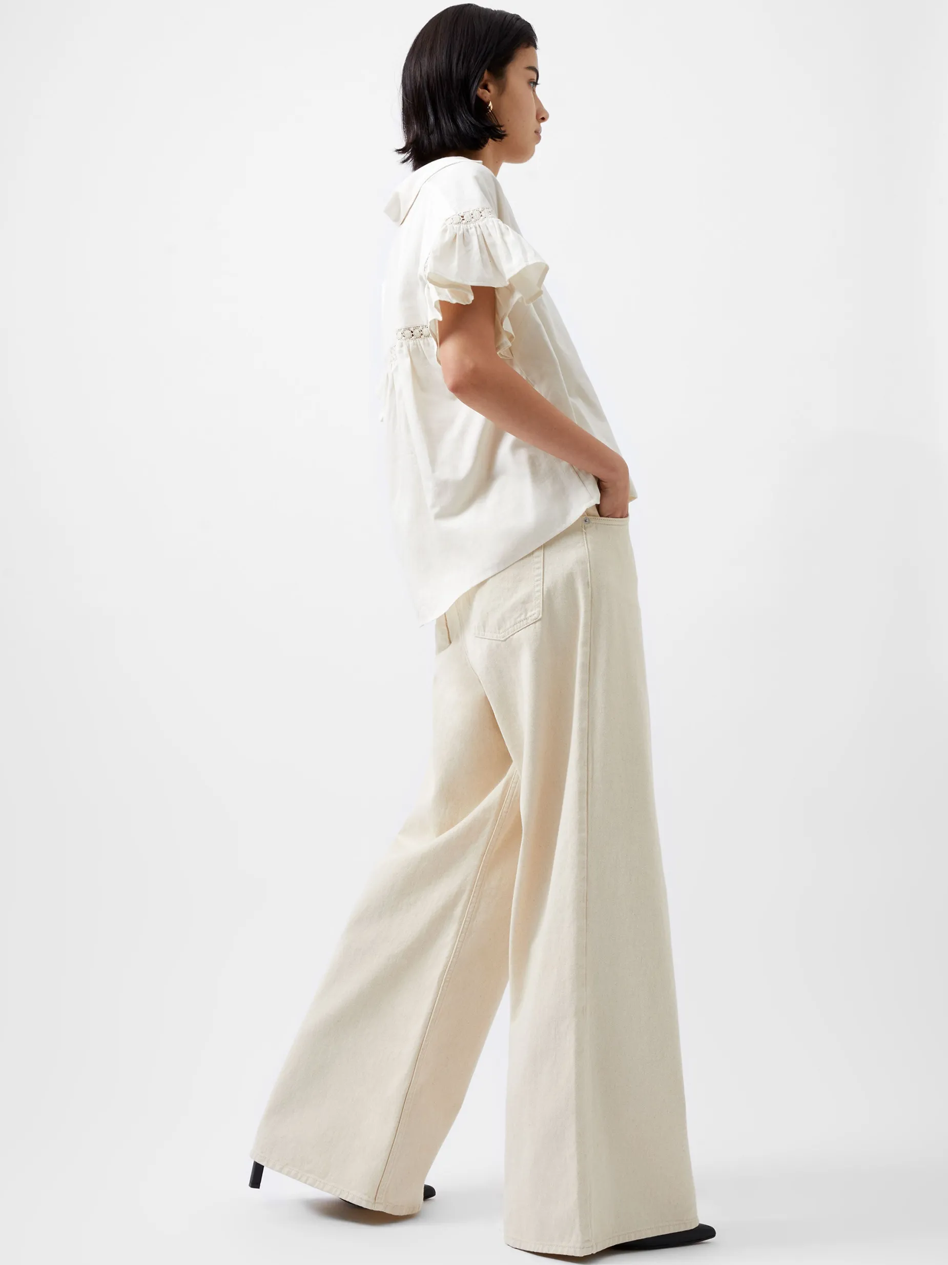 French Connection Tops|Shirts-Sindey Cotton Short Sleeve Popover Shirt