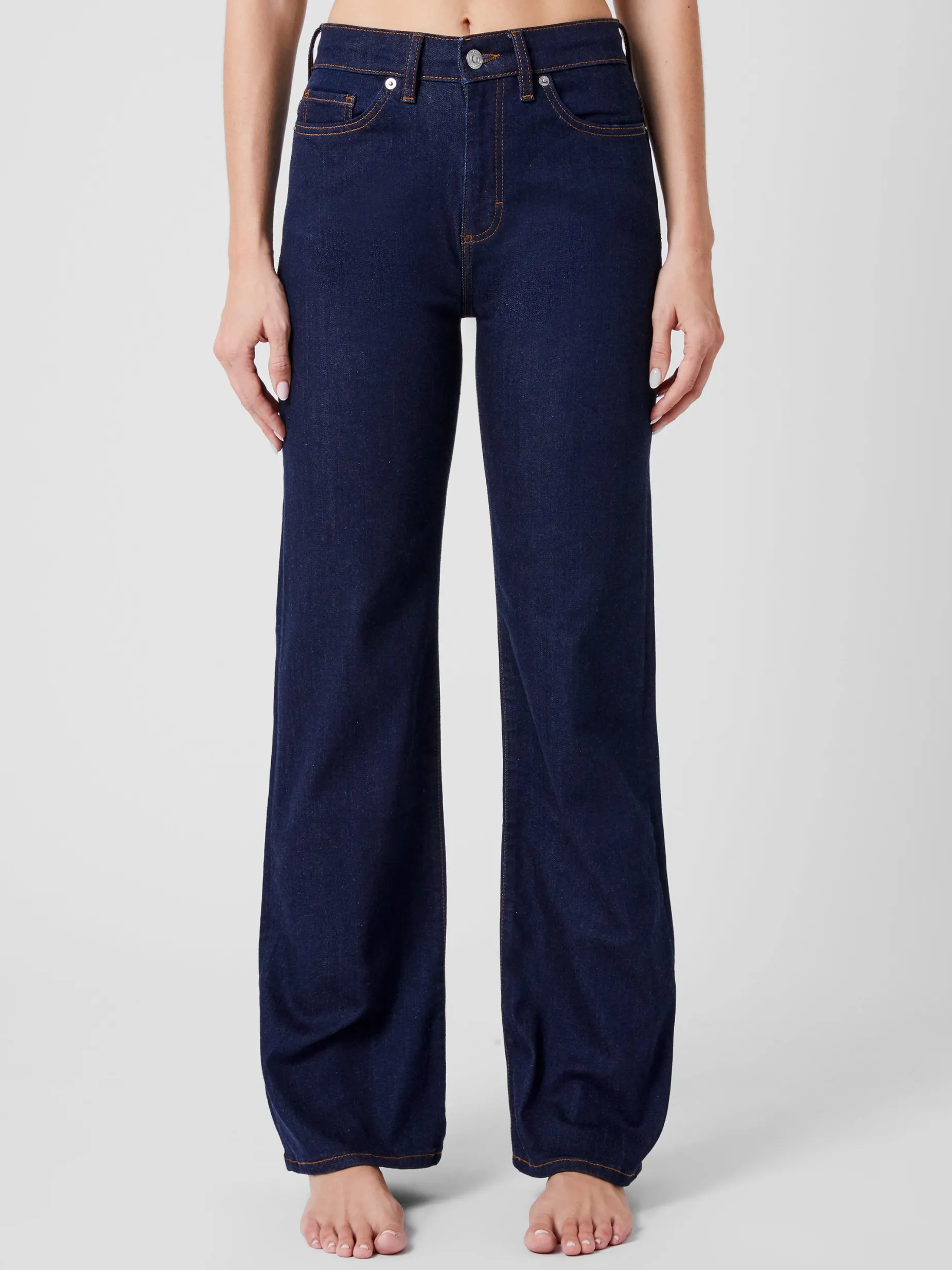 French Connection Trousers|Jeans-Stretch Denim Wide Flare Full Length Jeans 34 Inch