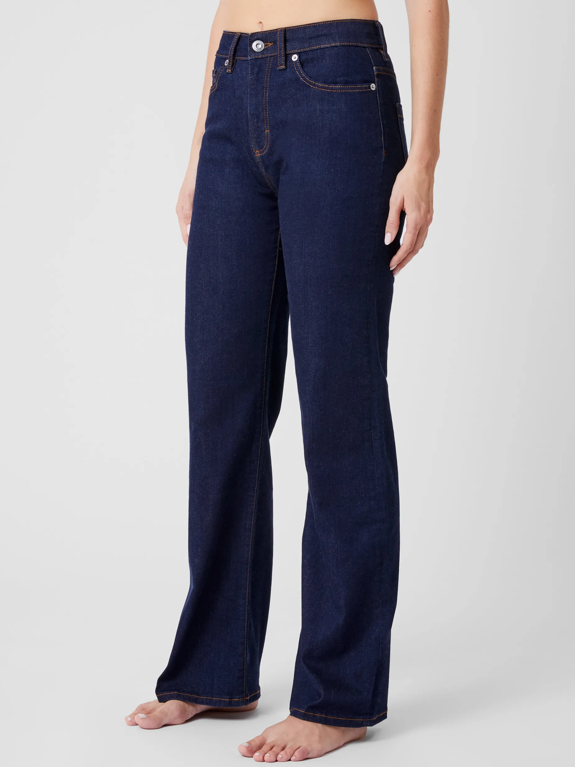 French Connection Trousers|Jeans-Stretch Denim Wide Flare Full Length Jeans 34 Inch