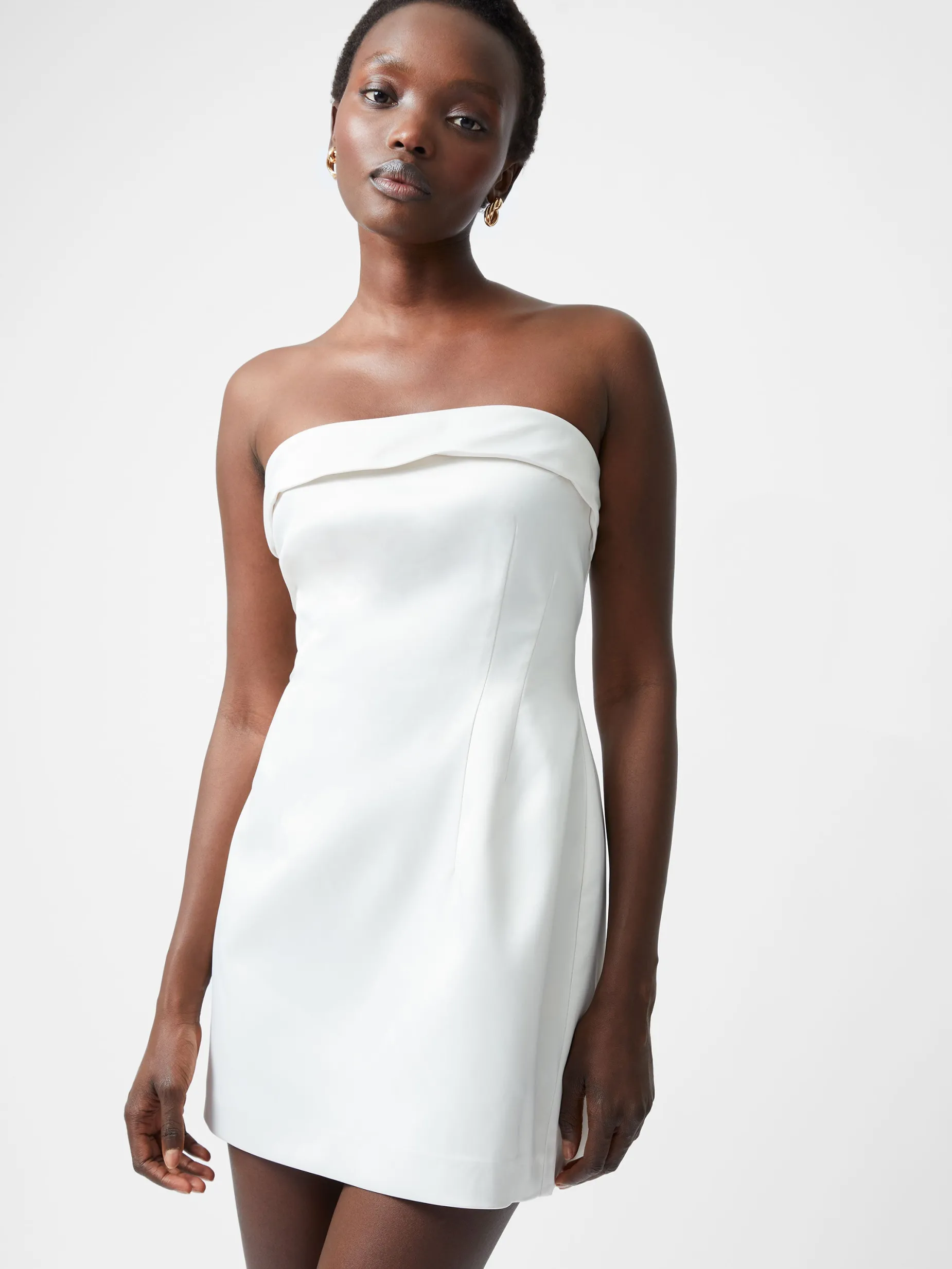 French Connection Dresses|Mini Dresses-Structured Satin Bandeau Mini Dress