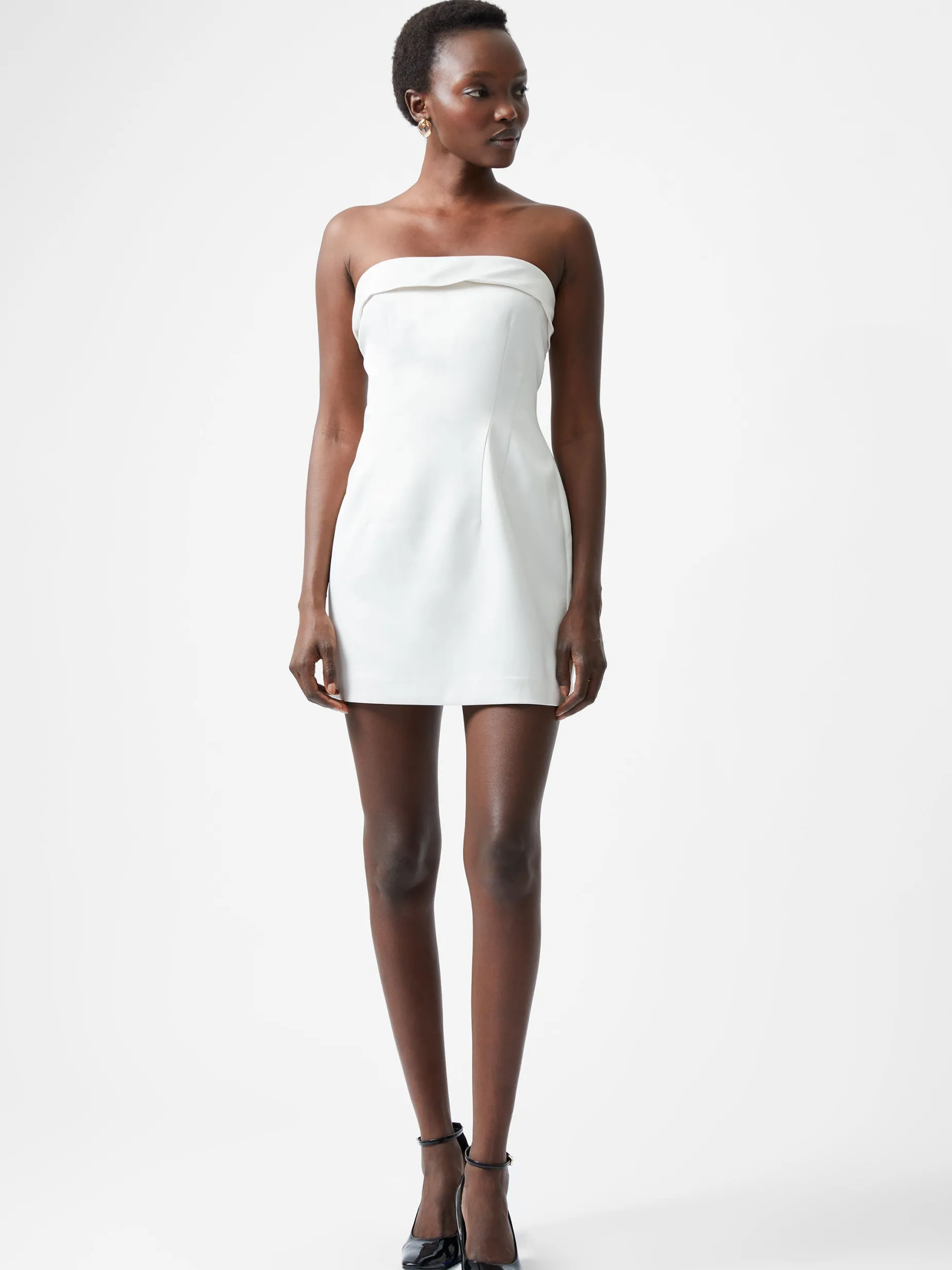 French Connection Dresses|Mini Dresses-Structured Satin Bandeau Mini Dress