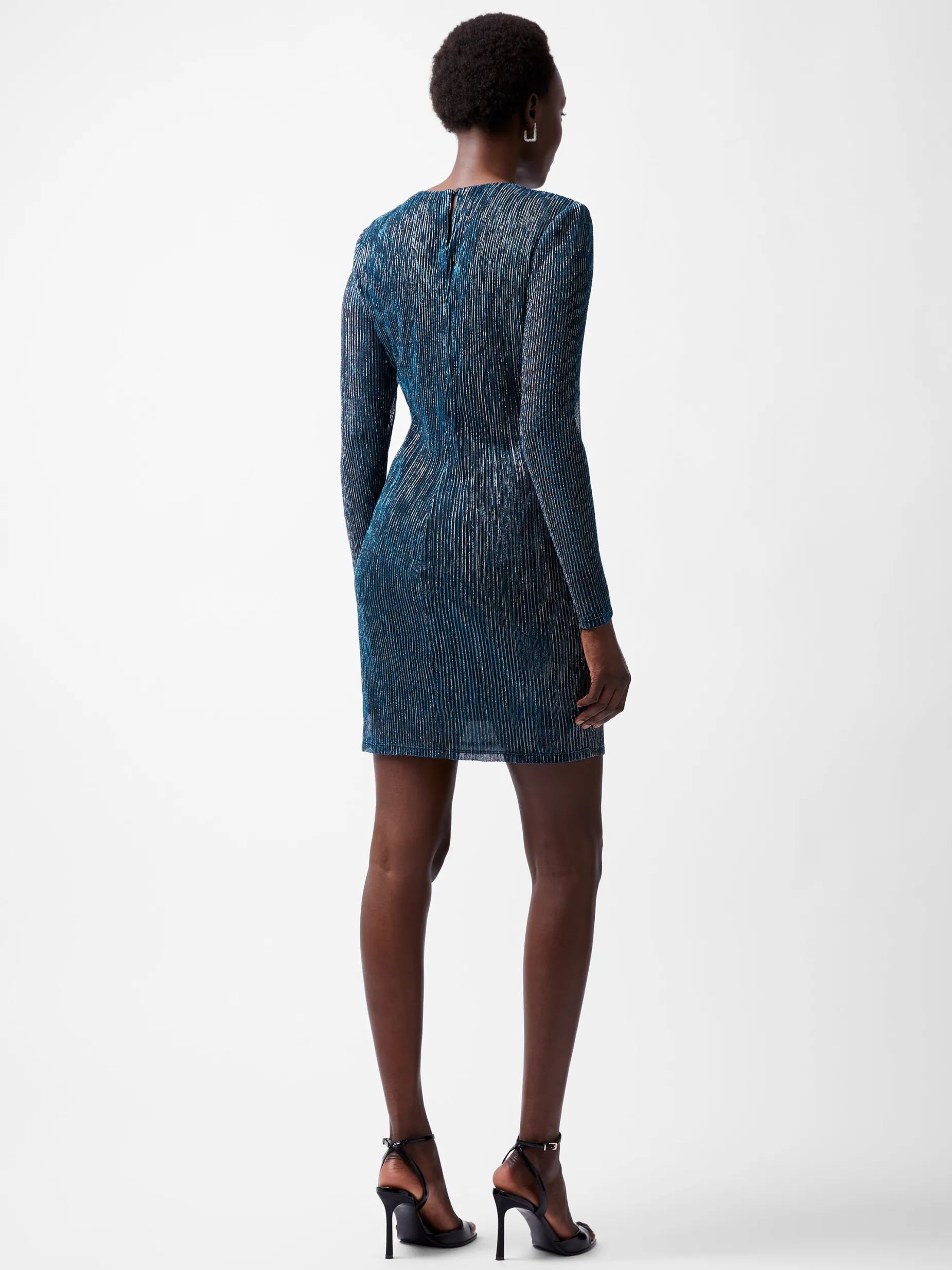 French Connection Dresses|Mini Dresses-Tamy Lurex Long Sleeve Fitted Mini Dress