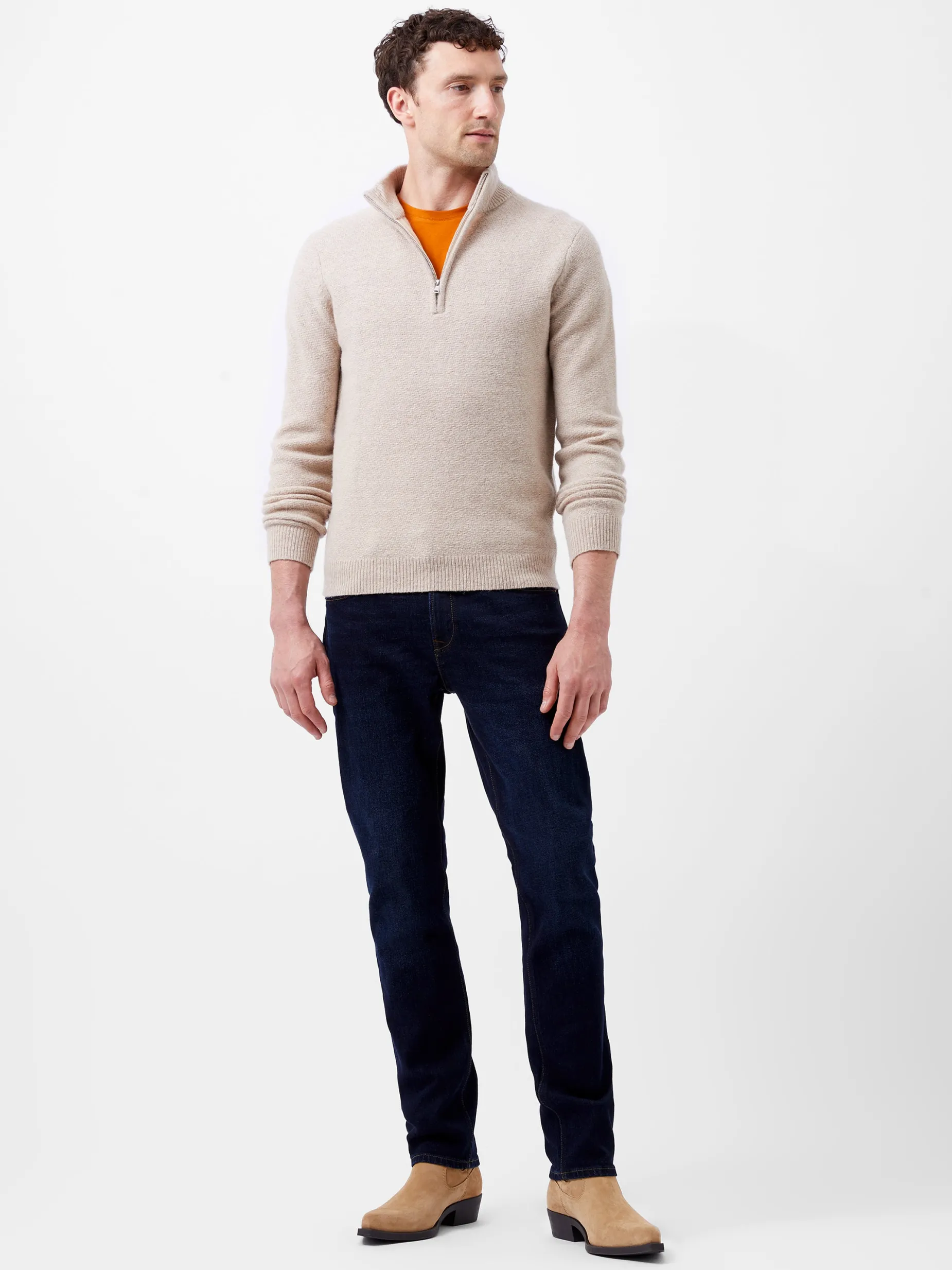 French Connection Knitwear-Textured Half Zip Jumper