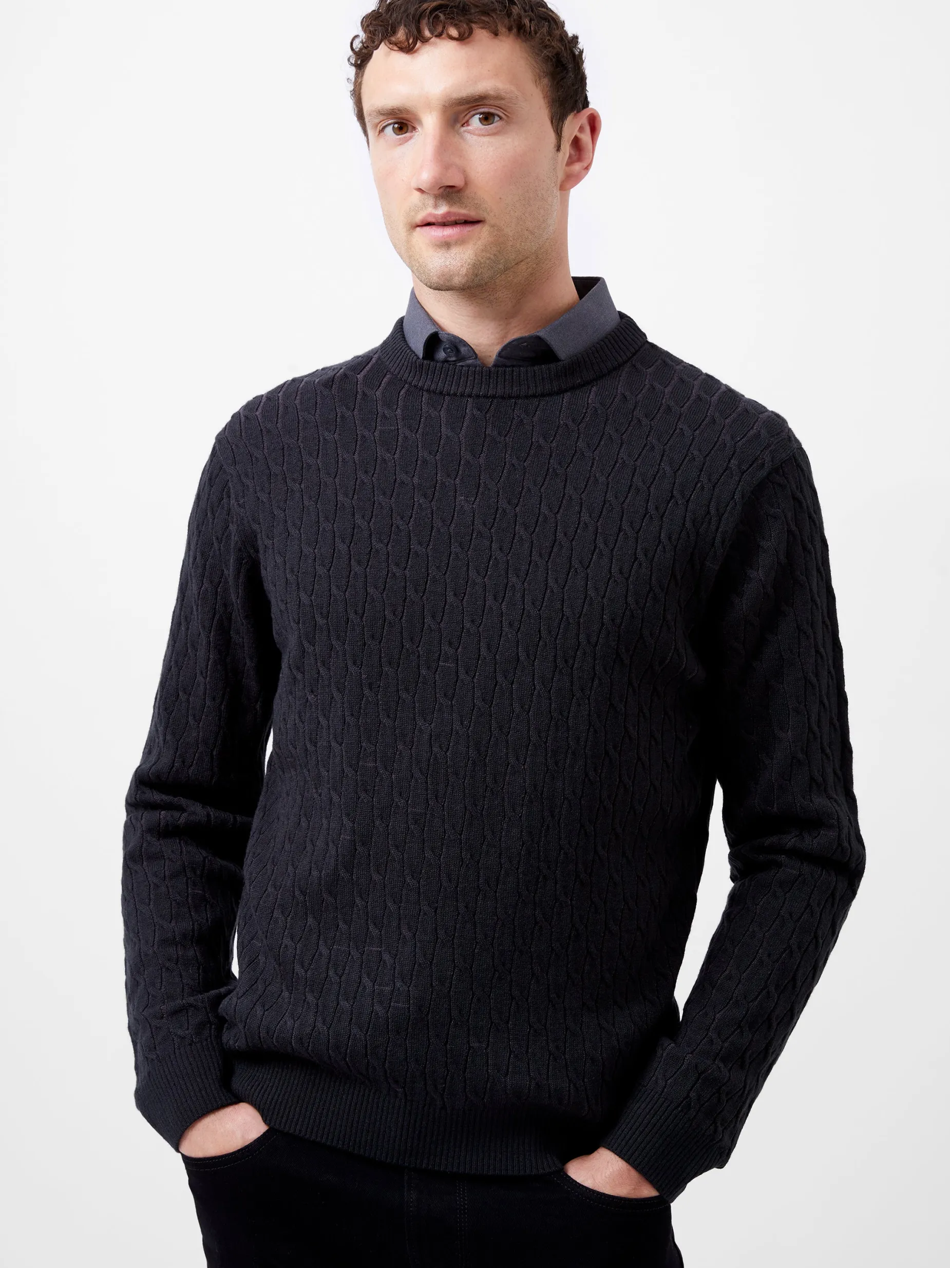 French Connection Knitwear-Two Tone Cable Knit Jumper