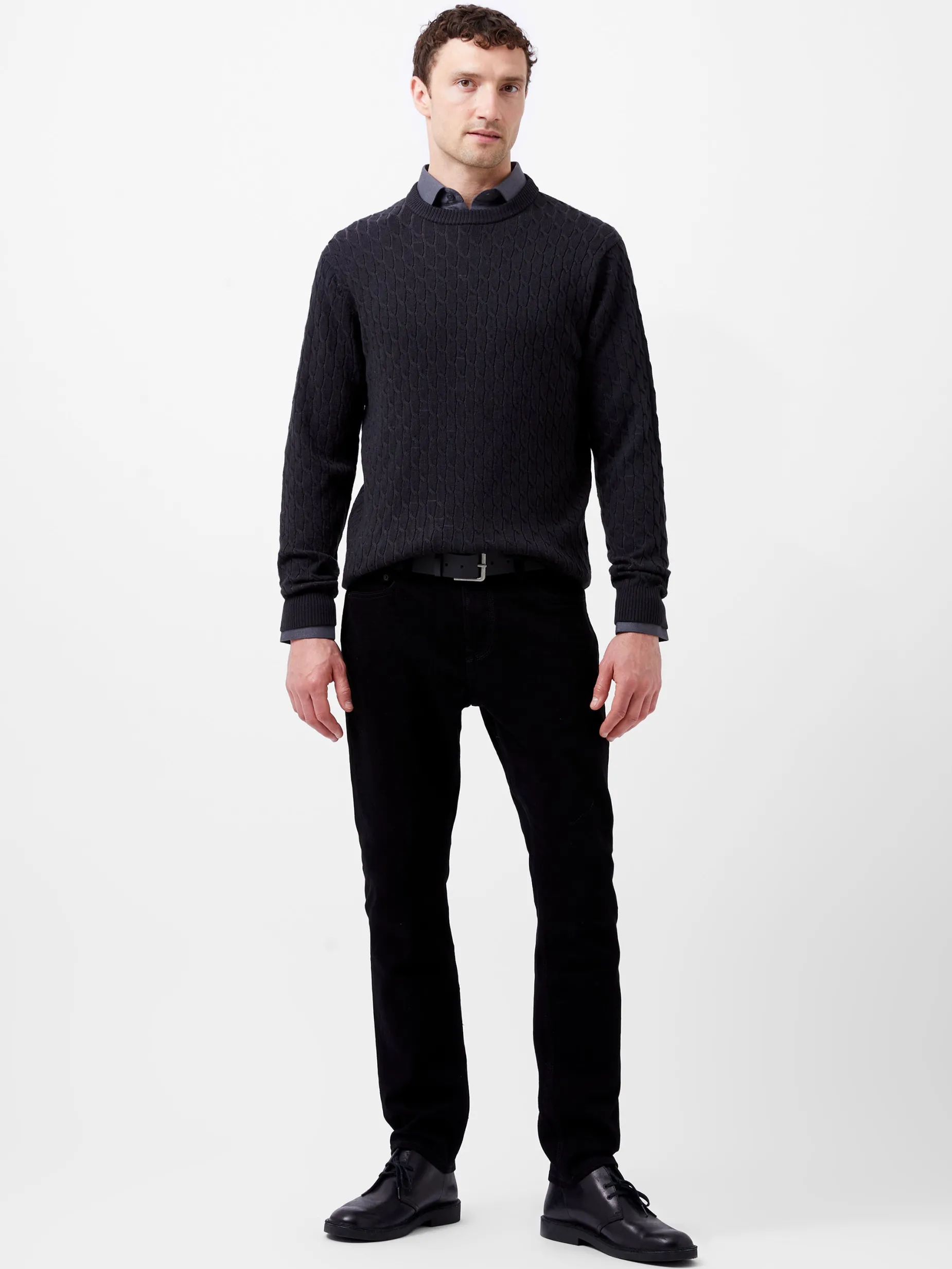 French Connection Knitwear-Two Tone Cable Knit Jumper