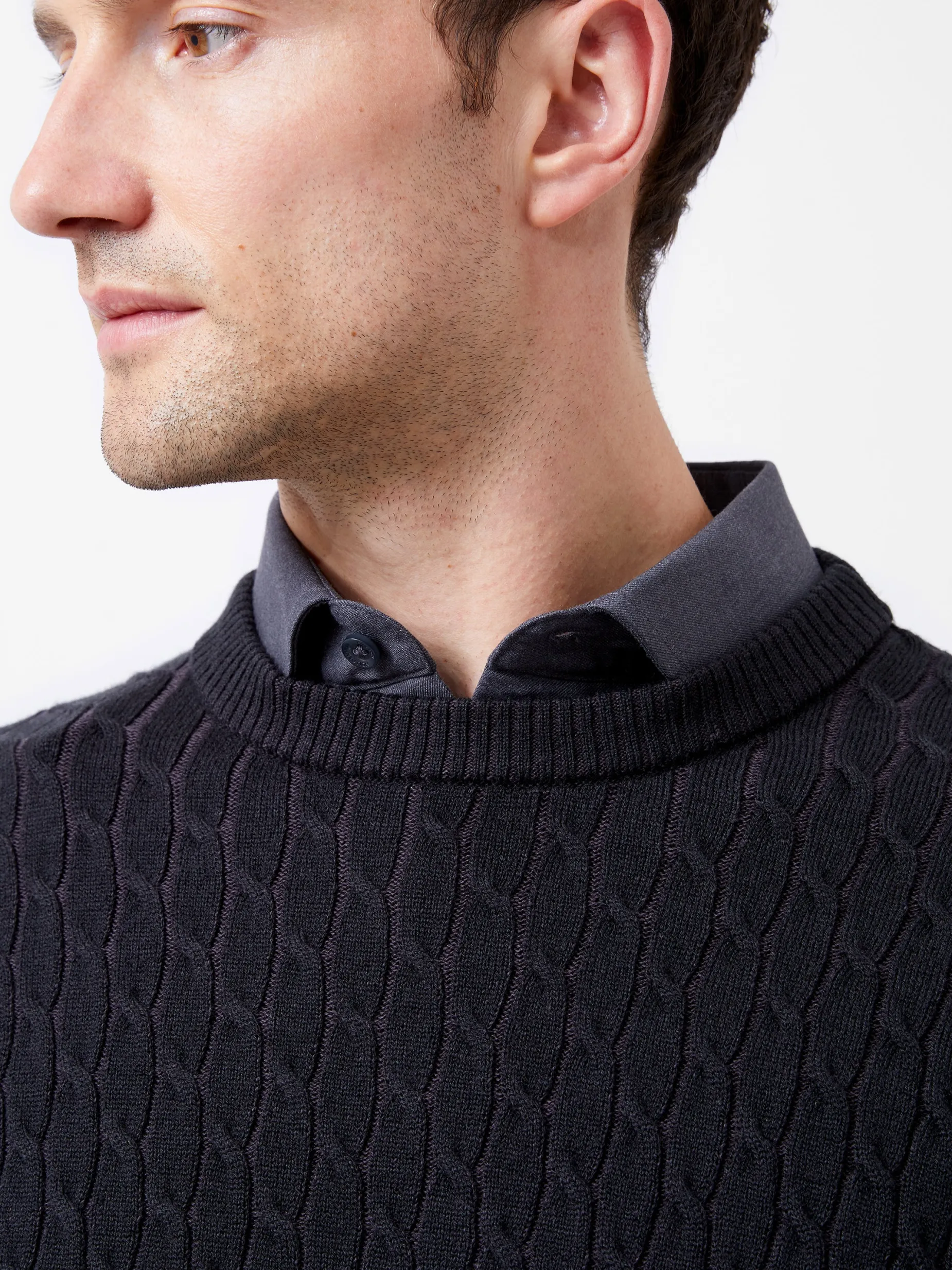 French Connection Knitwear-Two Tone Cable Knit Jumper