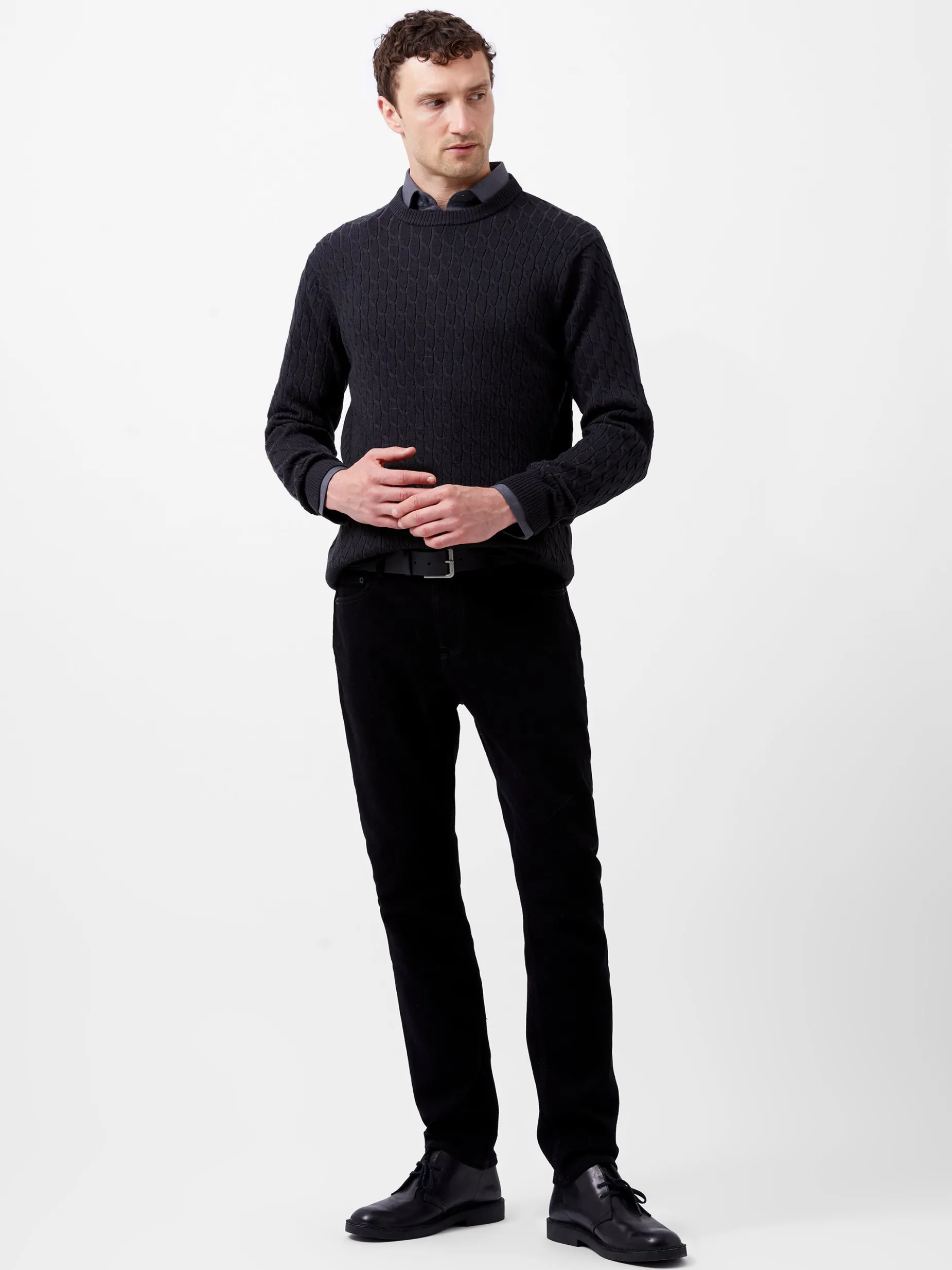 French Connection Knitwear-Two Tone Cable Knit Jumper