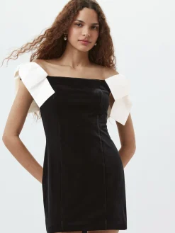 French Connection Dresses|Mini Dresses-Velvet Carey Satin Bow Mini Dress