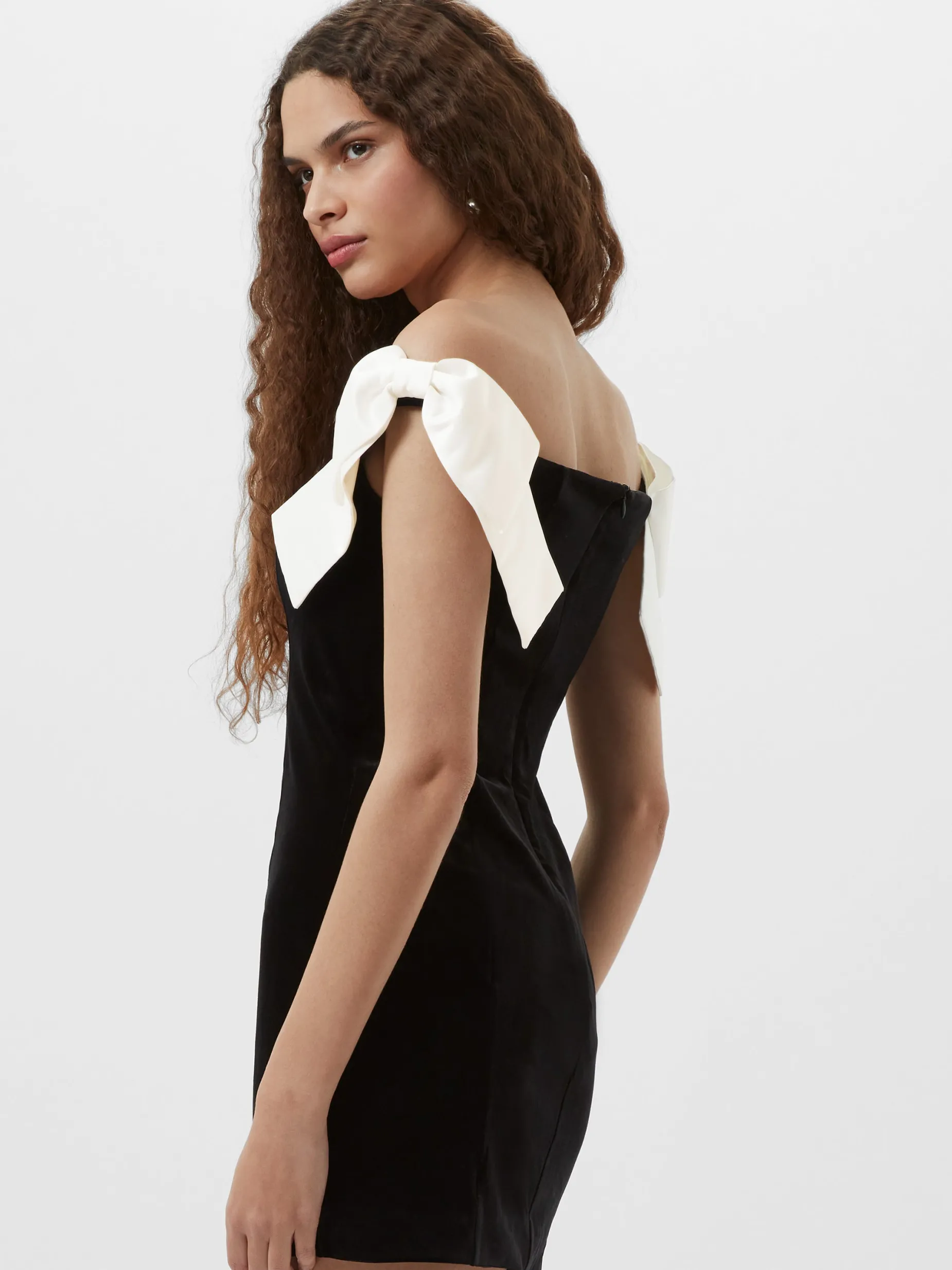 French Connection Dresses|Mini Dresses-Velvet Carey Satin Bow Mini Dress
