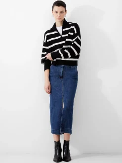 French Connection Jumpers & Cardigans-Vhari Recycled Stripe Half Zip Jumper