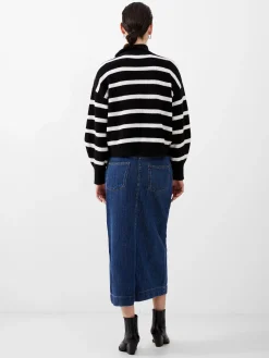 French Connection Jumpers & Cardigans-Vhari Recycled Stripe Half Zip Jumper
