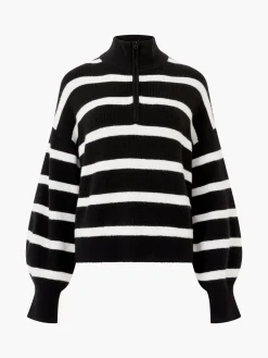 French Connection Jumpers & Cardigans-Vhari Recycled Stripe Half Zip Jumper