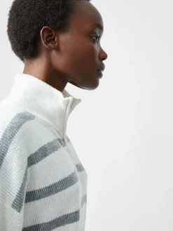 French Connection Jumpers & Cardigans-Vhari Recycled Stripe Half Zip Jumper