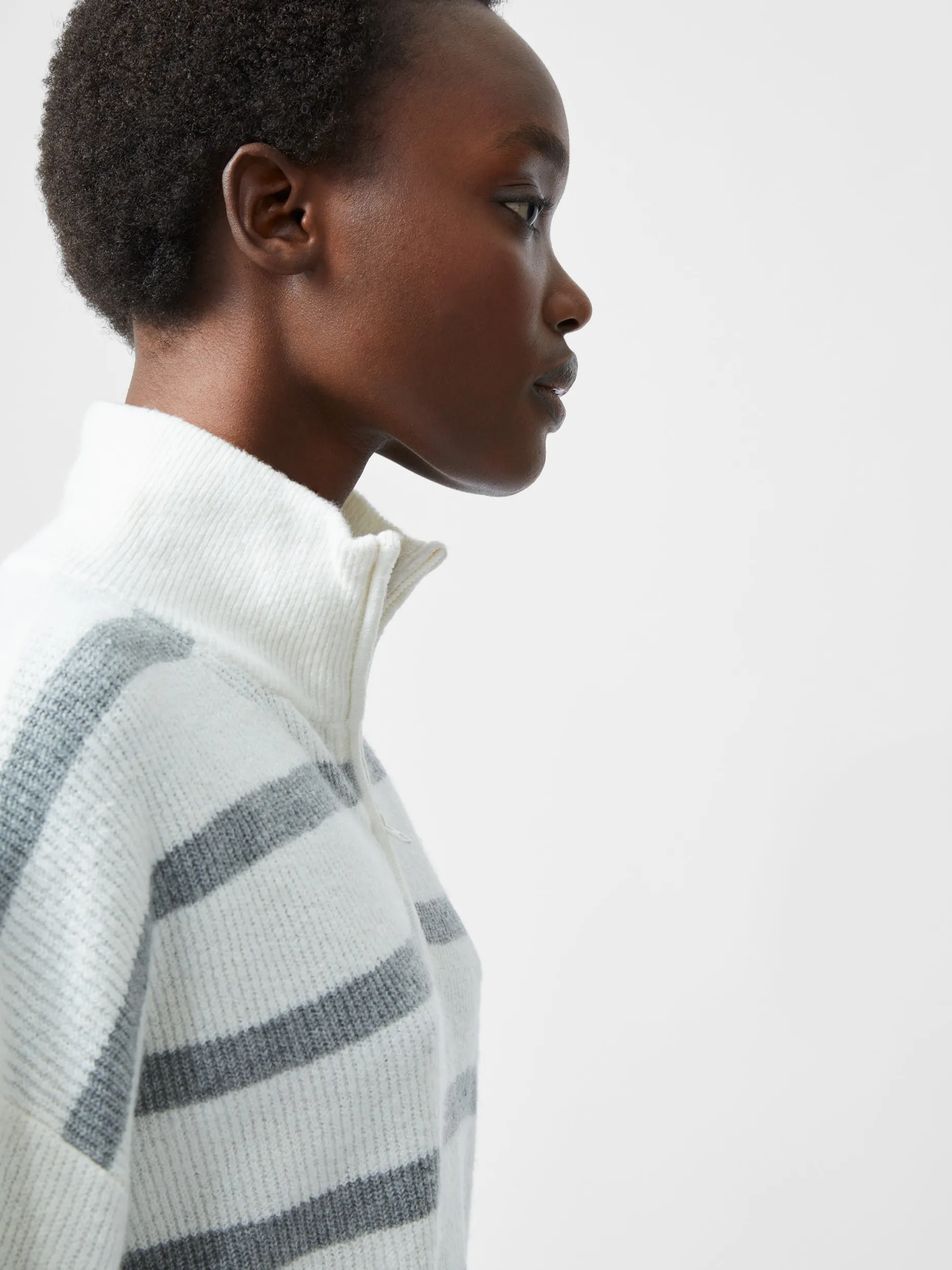 French Connection Jumpers & Cardigans-Vhari Recycled Stripe Half Zip Jumper