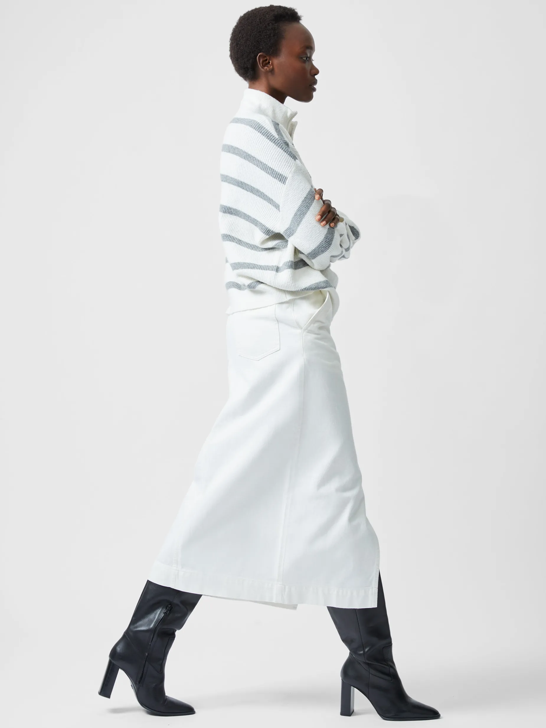 French Connection Jumpers & Cardigans-Vhari Recycled Stripe Half Zip Jumper