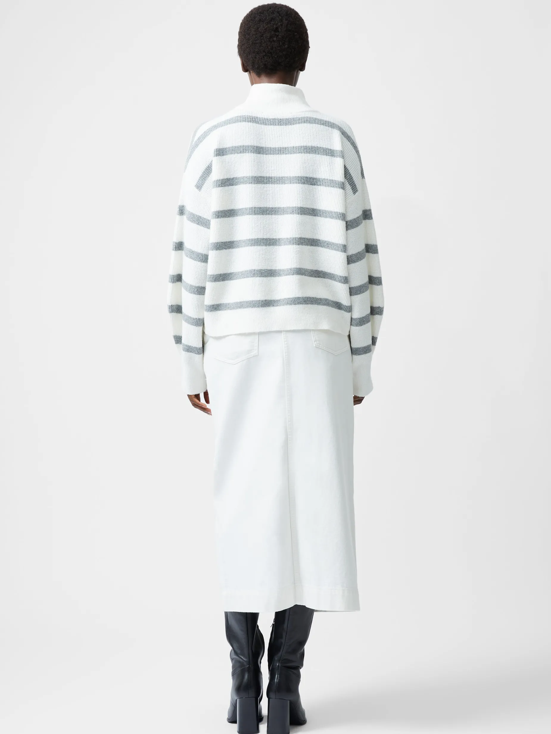 French Connection Jumpers & Cardigans-Vhari Recycled Stripe Half Zip Jumper