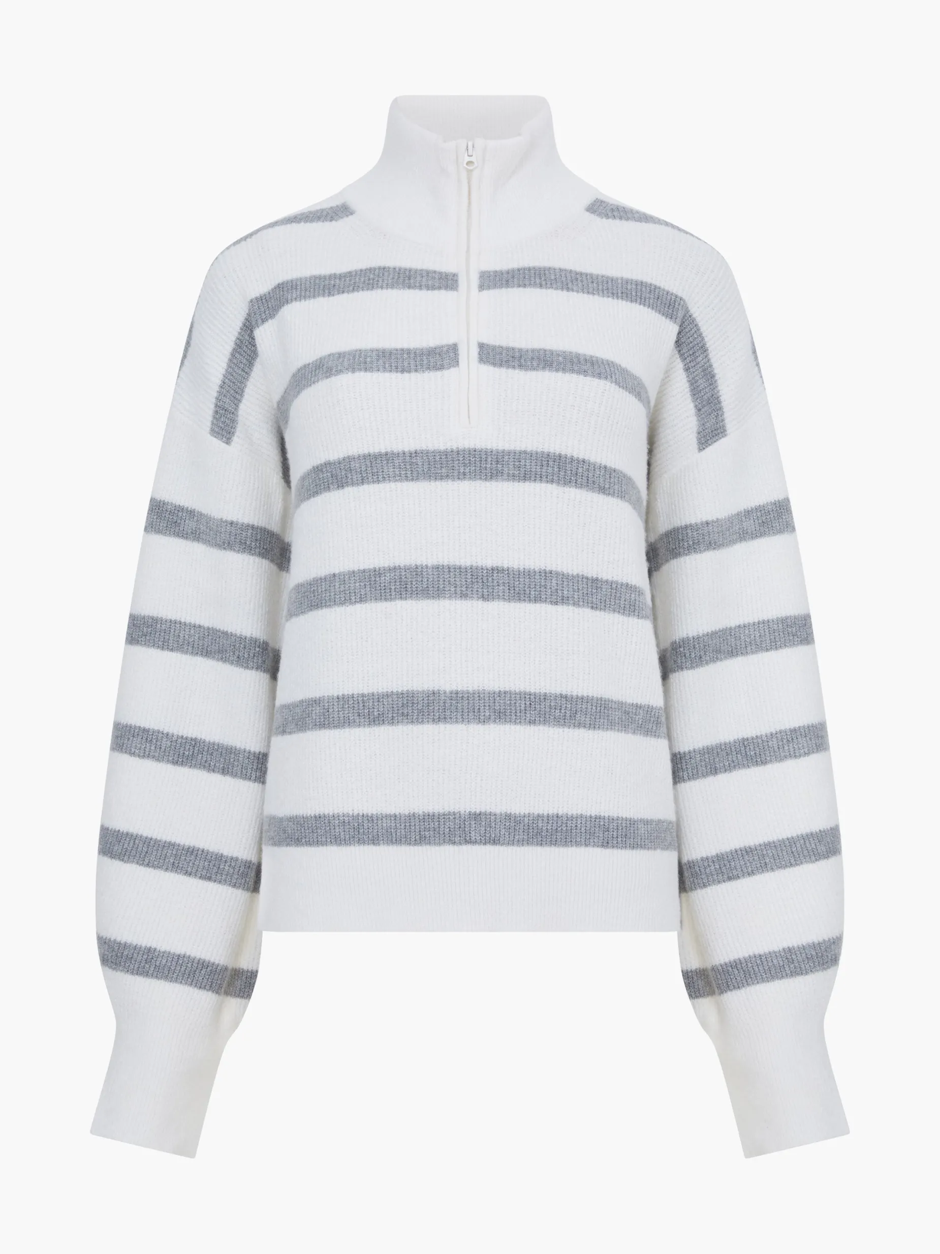 French Connection Jumpers & Cardigans-Vhari Recycled Stripe Half Zip Jumper