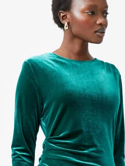 French Connection Dresses|Mini Dresses-Viola Velvet Long Sleeve Bodycon Mini Dress