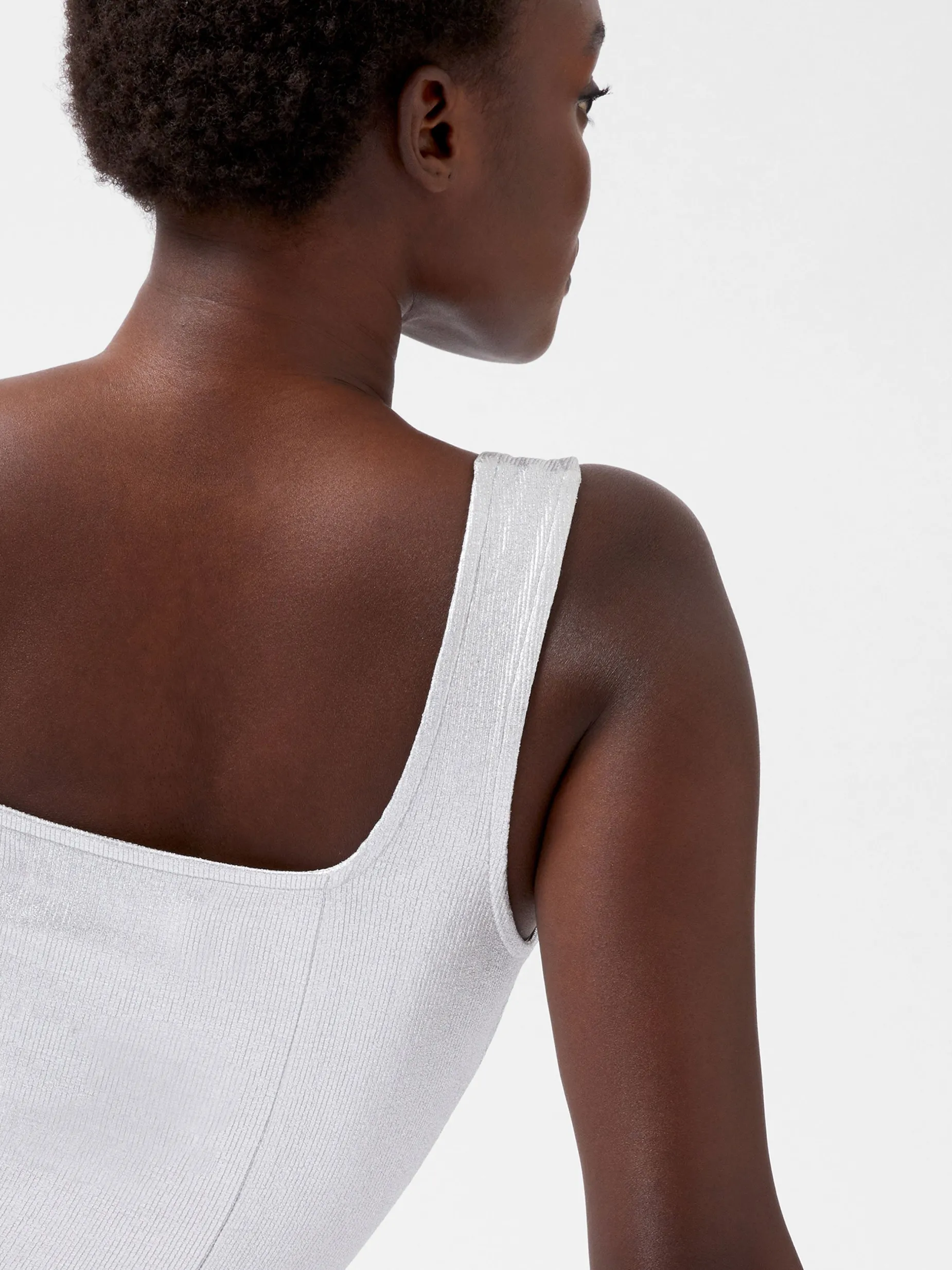 French Connection Dresses|Midi Dresses-Vista Ribbed Foil Coated Midi Dress