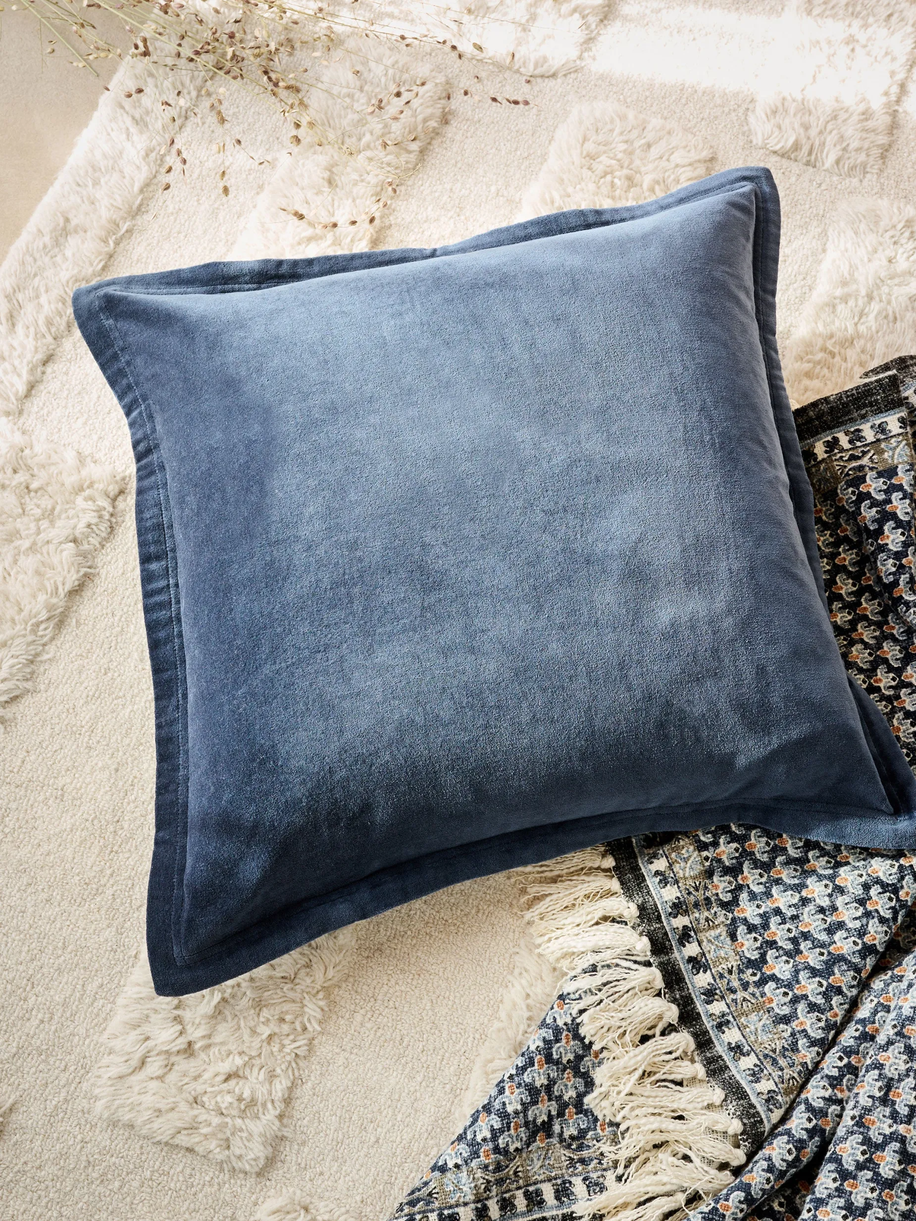 French Connection Cushions-Washed Velvet Navy Cushion