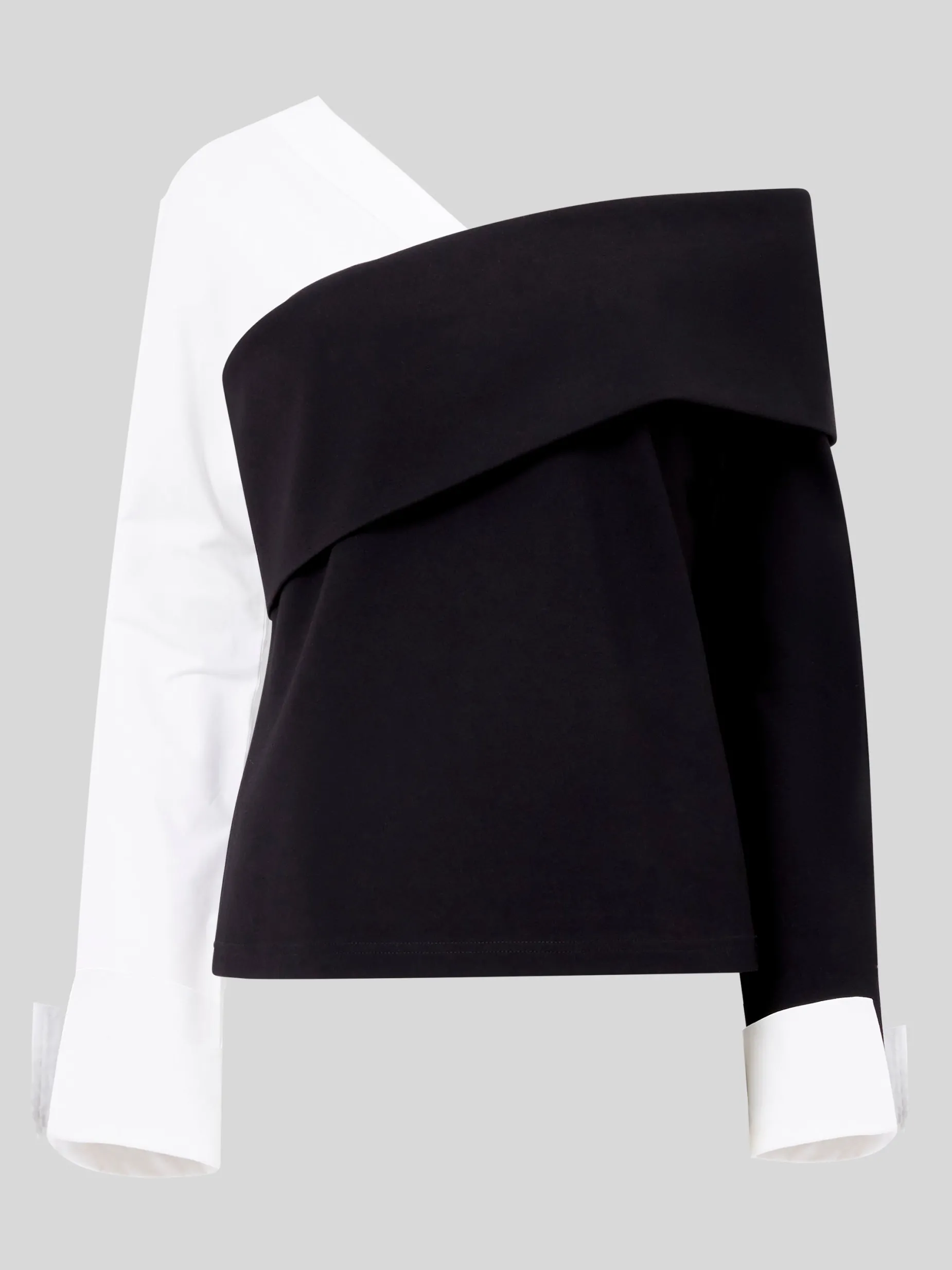 French Connection Tops|Shirts-Xia Ponte Poplin Mix Long Sleeve Top