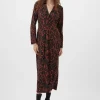 French Connection Dresses|Midi Dresses-Zaria Textured Abstract Print Long Sleeve Dress