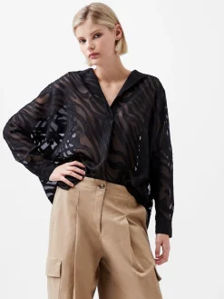 French Connection Tops|Shirts-Zebra Devore Popover Shirt